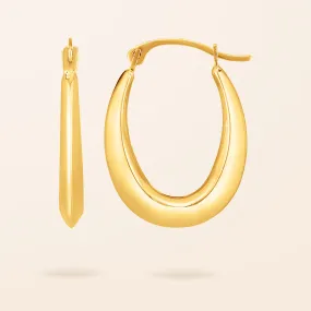 10K Gold Light Oval Hoop Earrings