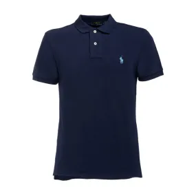 2-BOTTON SLIM POLO SHIRT IN COTTON Man Blue Navy