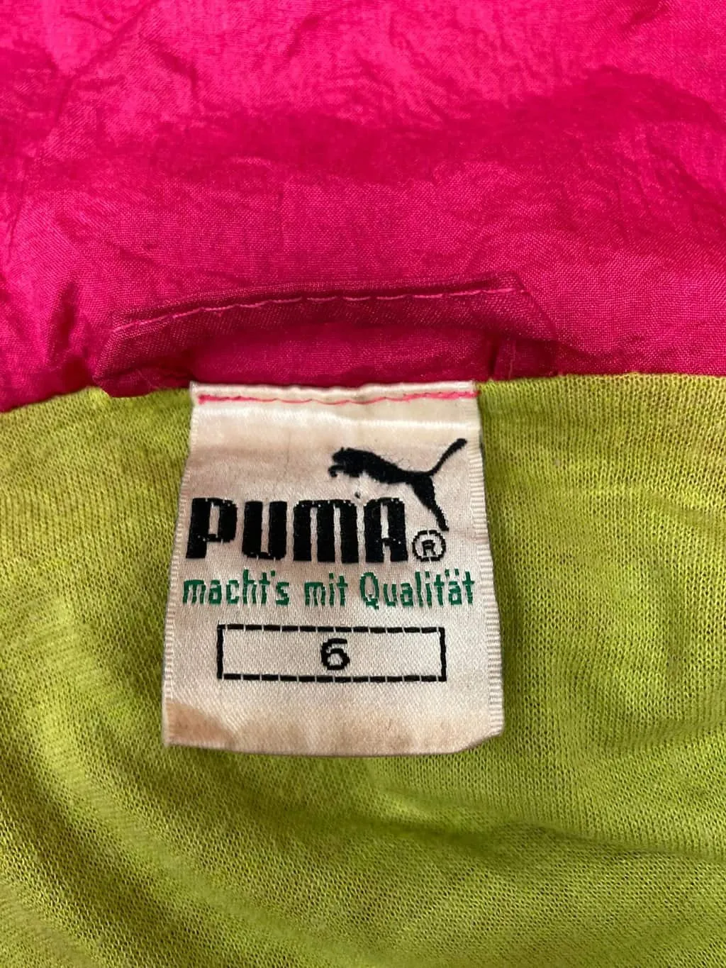 90s vintage Puma shell jacket 1/4 zip ski jacket with skier and lime green details – Large