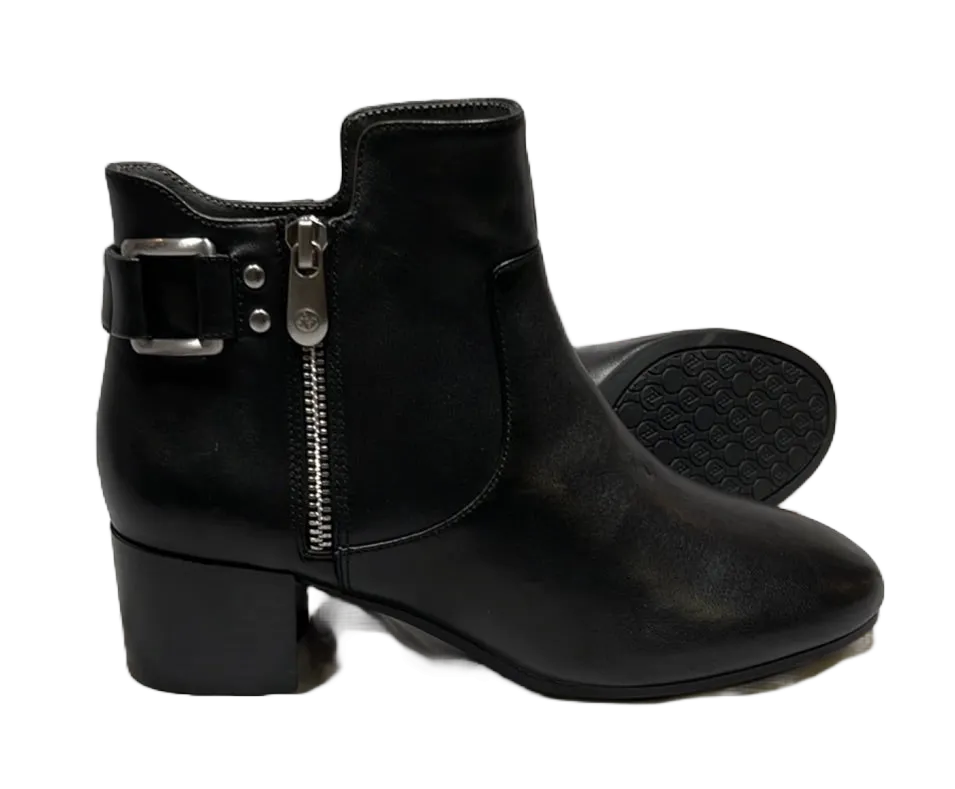 ADRIENNE VITTADINI Women's •MELLO •Ankle Bootie Black Leather 6M