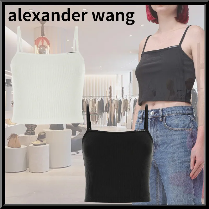 Alexander Wang  |Casual Style Street Style Plain Cotton Logo Cropped Tops