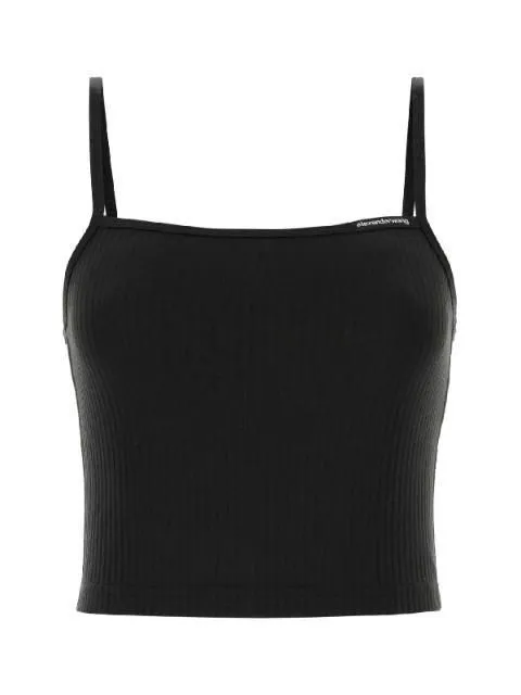 Alexander Wang  |Casual Style Street Style Plain Cotton Logo Cropped Tops