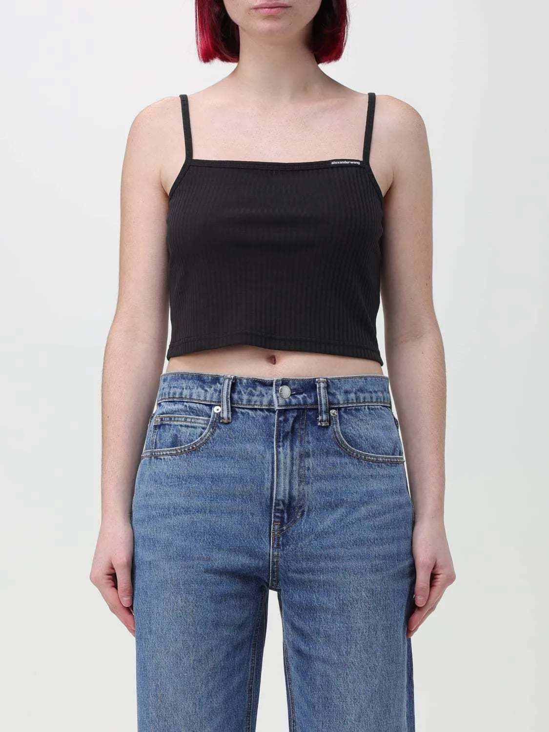 Alexander Wang  |Casual Style Street Style Plain Cotton Logo Cropped Tops