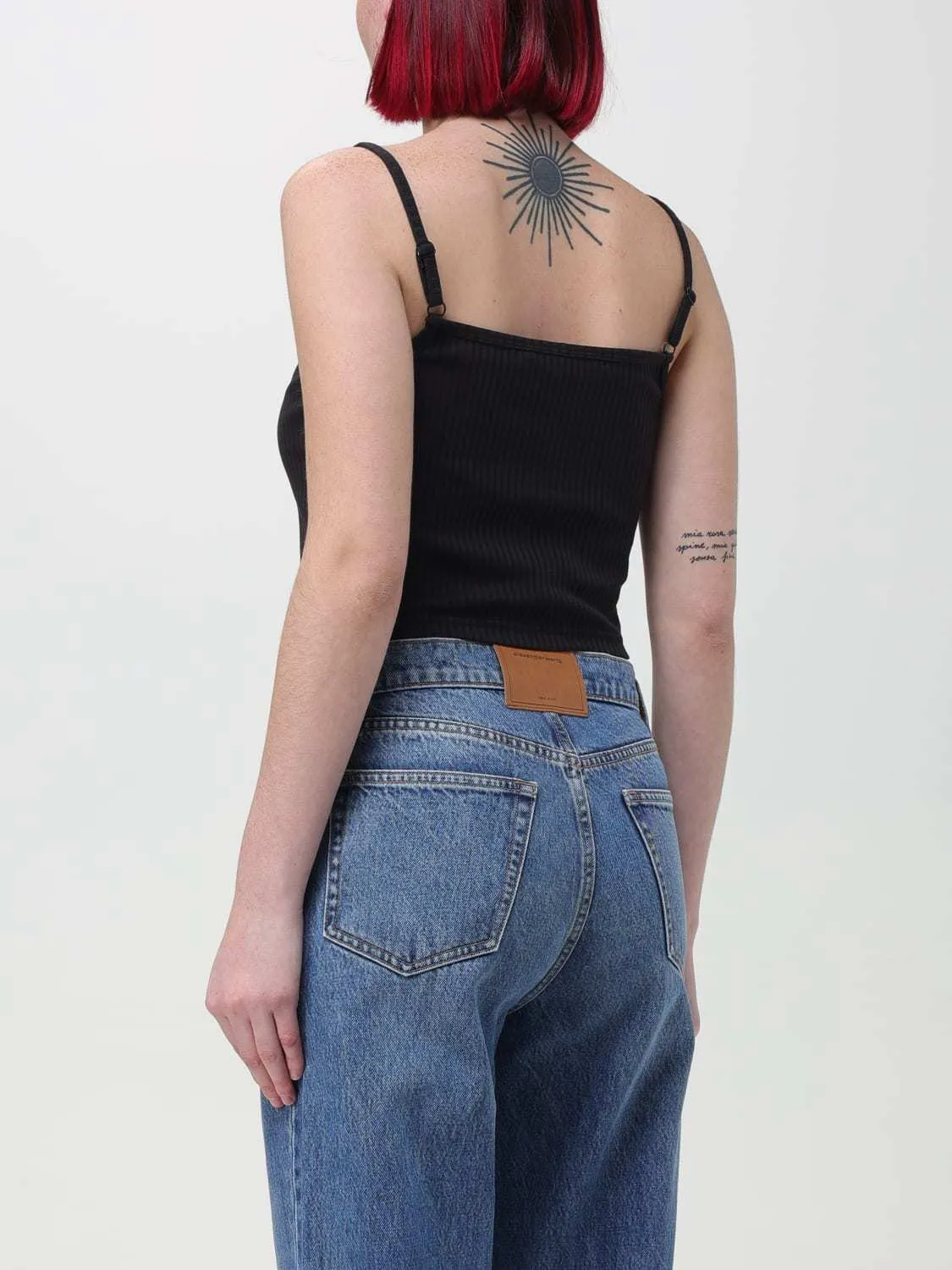 Alexander Wang  |Casual Style Street Style Plain Cotton Logo Cropped Tops