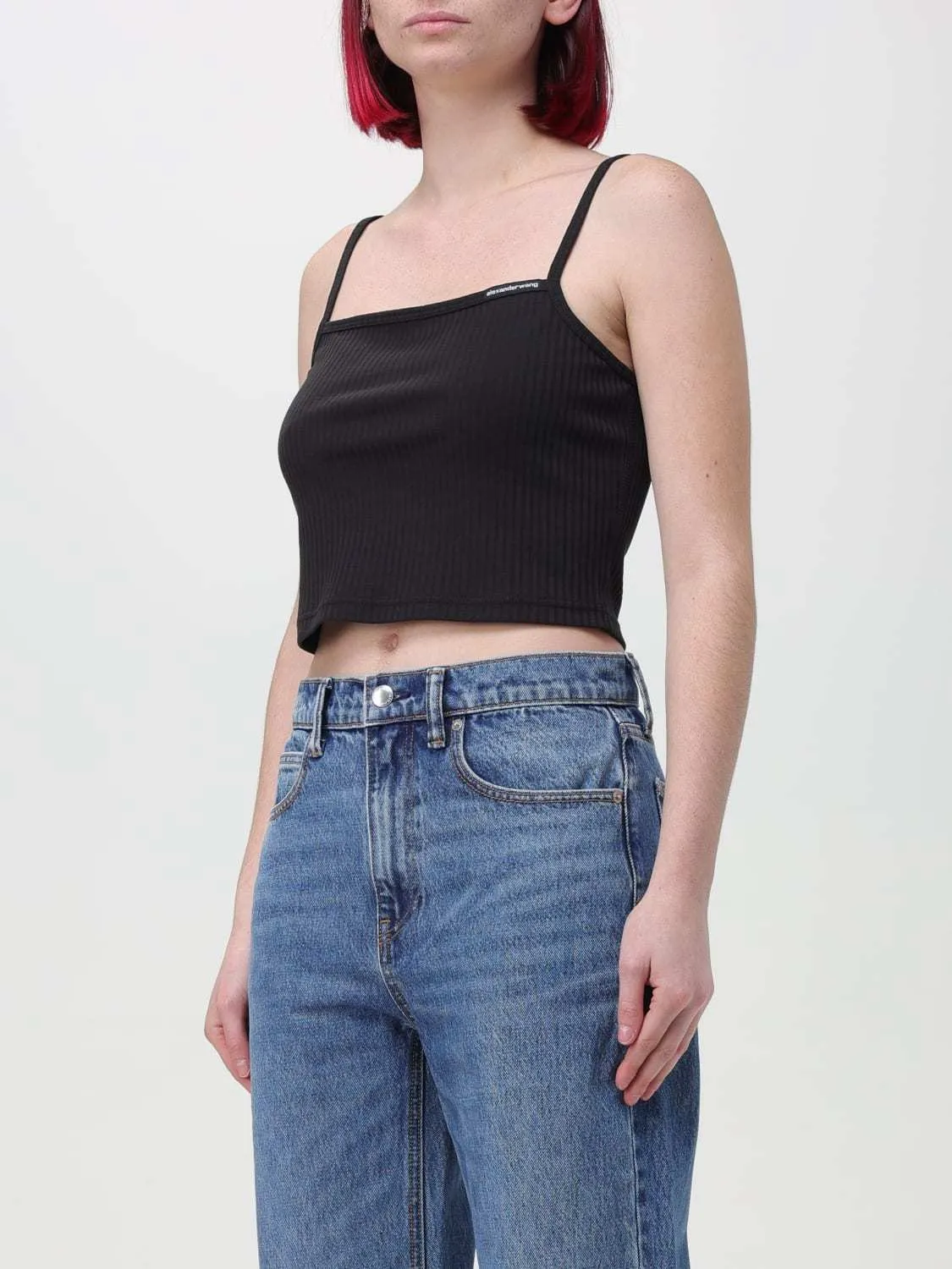 Alexander Wang  |Casual Style Street Style Plain Cotton Logo Cropped Tops