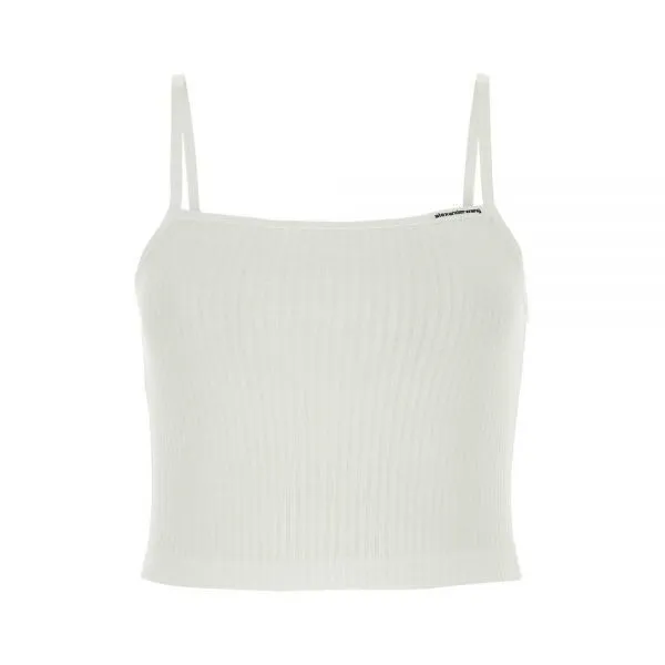 Alexander Wang  |Casual Style Street Style Plain Cotton Logo Cropped Tops