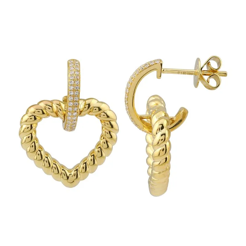 ALISA OPEN HEART HUGGIE DROP EARRINGS