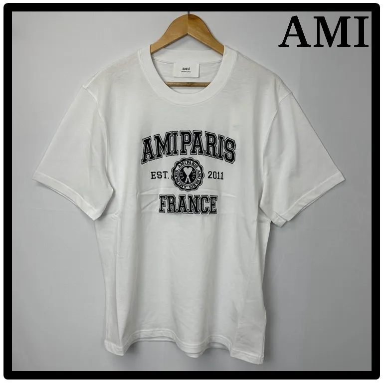 AMI PARIS  |Street Style Short Sleeves Logo Designers T-Shirts