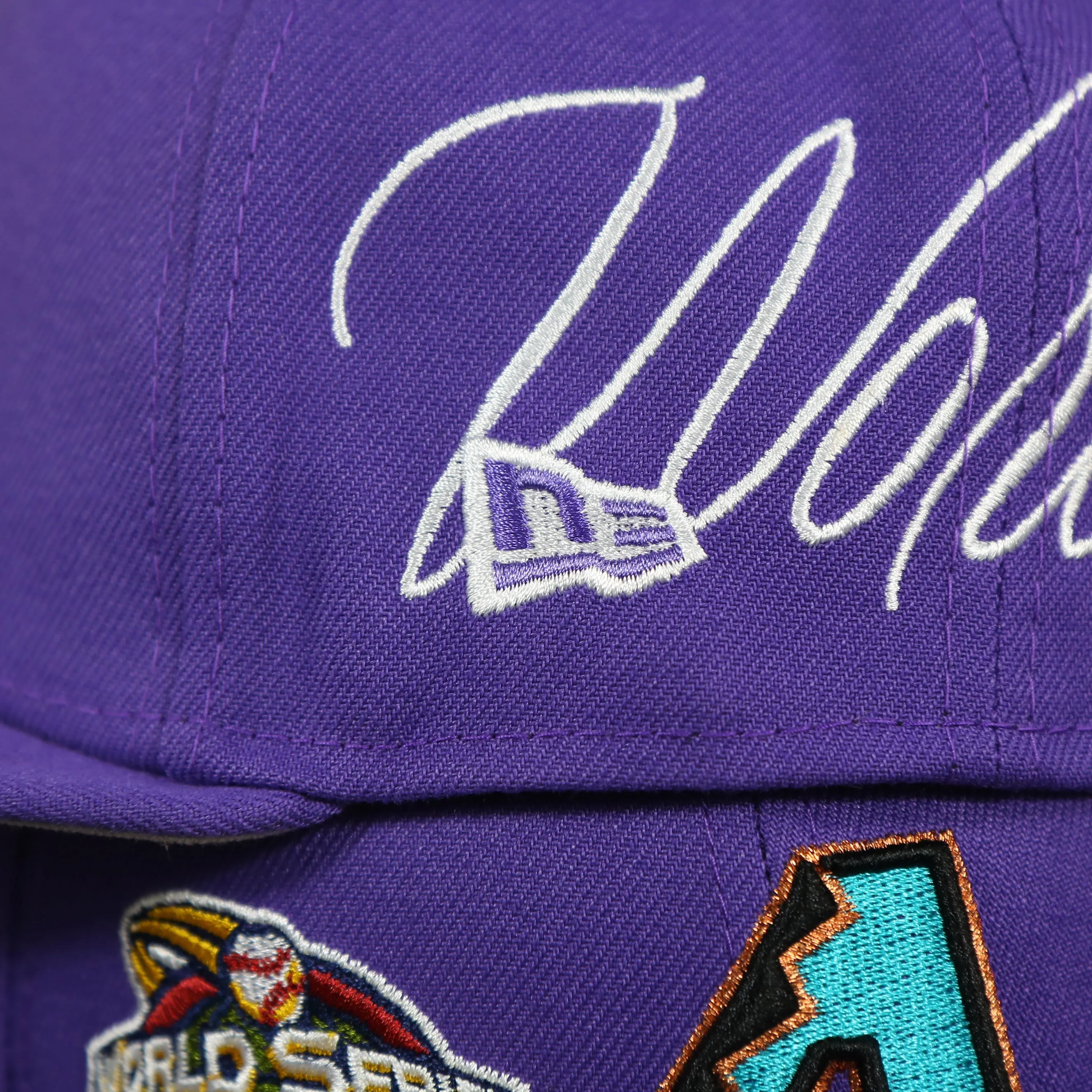 Arizona Diamondbacks Cooperstown All Over Side Patch Historic Champs Gray UV 59Fifty Fitted Cap | Purple 59Fifty Fitted Cap