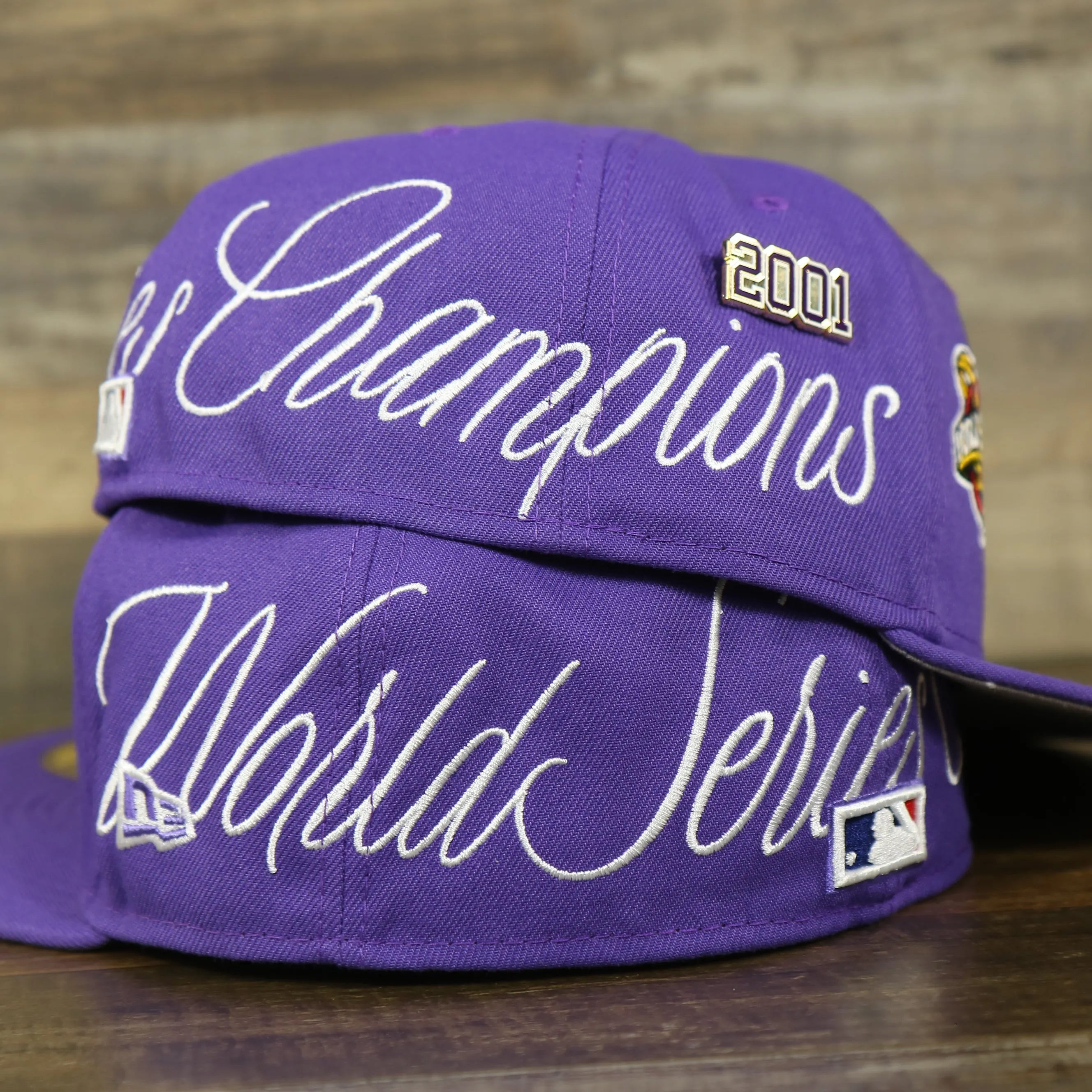 Arizona Diamondbacks Cooperstown All Over Side Patch Historic Champs Gray UV 59Fifty Fitted Cap | Purple 59Fifty Fitted Cap