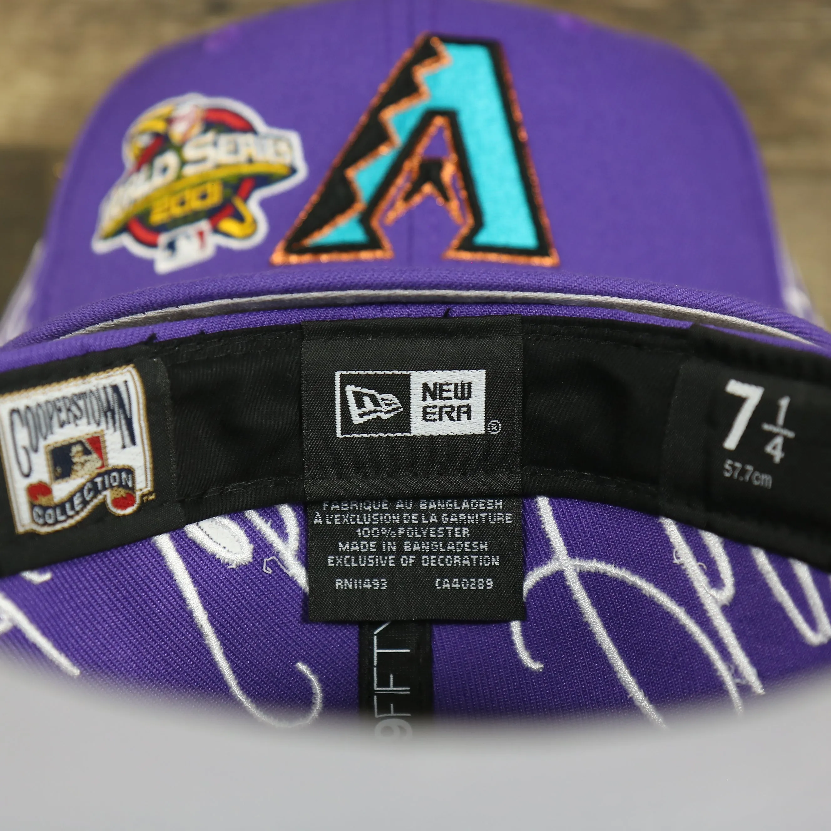 Arizona Diamondbacks Cooperstown All Over Side Patch Historic Champs Gray UV 59Fifty Fitted Cap | Purple 59Fifty Fitted Cap