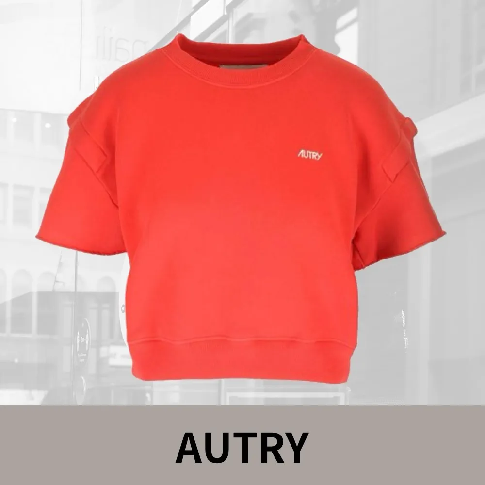 AUTRY  |Crew Neck Street Style Plain Cotton Short Sleeves Logo