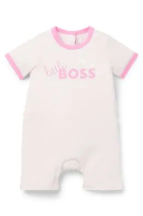 Baby playsuit in cotton with printed logo and artwork