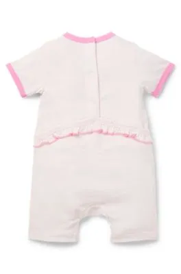 Baby playsuit in cotton with printed logo and artwork