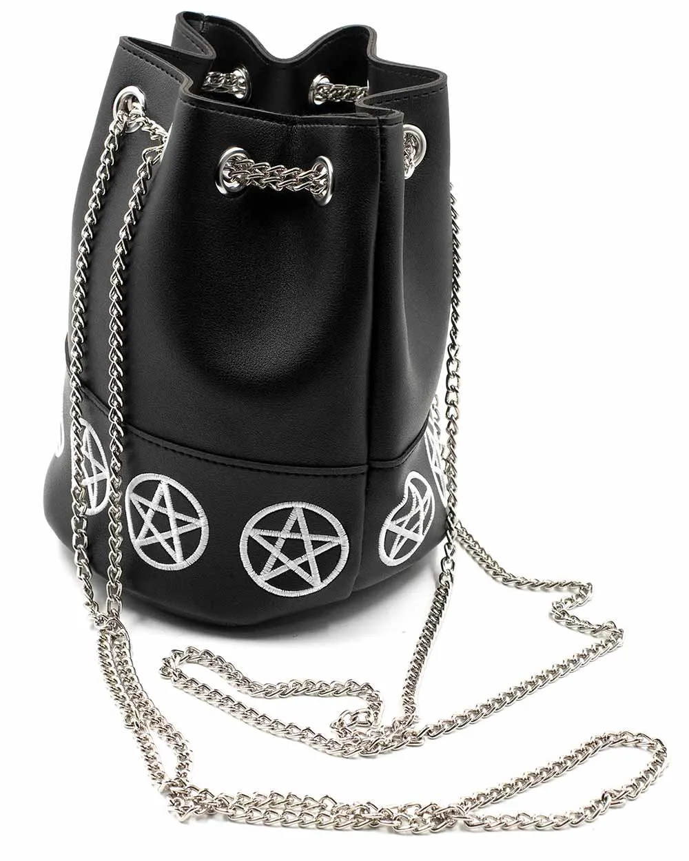 Bag - Bucket Bag W/ Pentagrams Black Sv