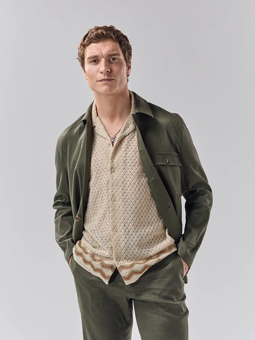 Batch 05 - Mens Bottle Green Linen Jacket