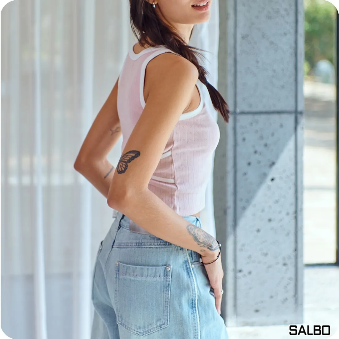 BITTER CELLS  |Street Style Plain Cotton Logo Cropped Tops