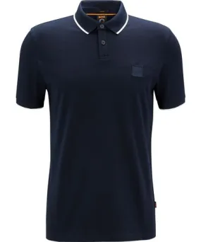 Boss Stretch-cotton slim-fit polo shirt with logo patch