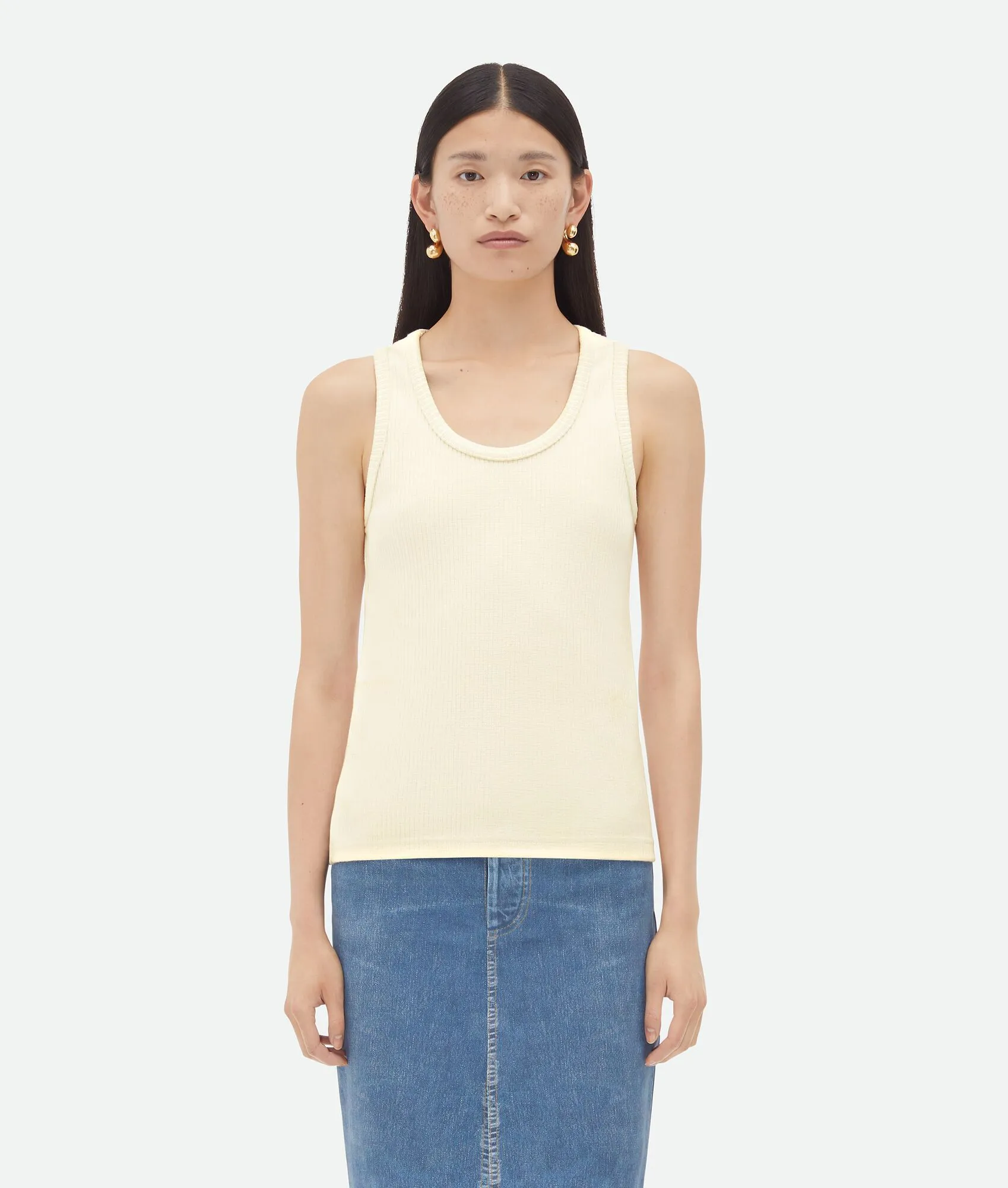 BOTTEGA VENETA  |Cotton rib tank top with label