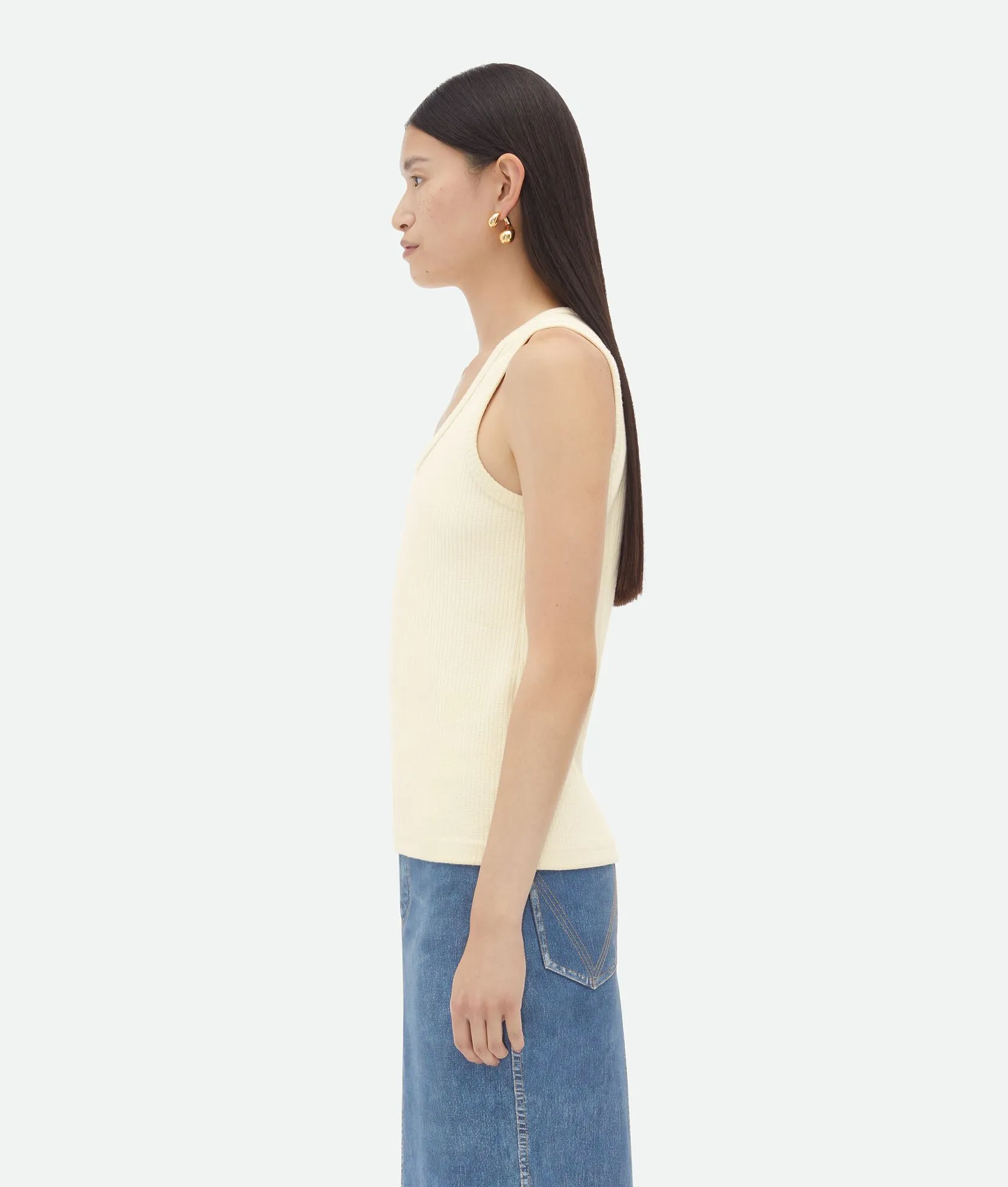 BOTTEGA VENETA  |Cotton rib tank top with label