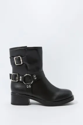 Bottes en similicuir avec boucles