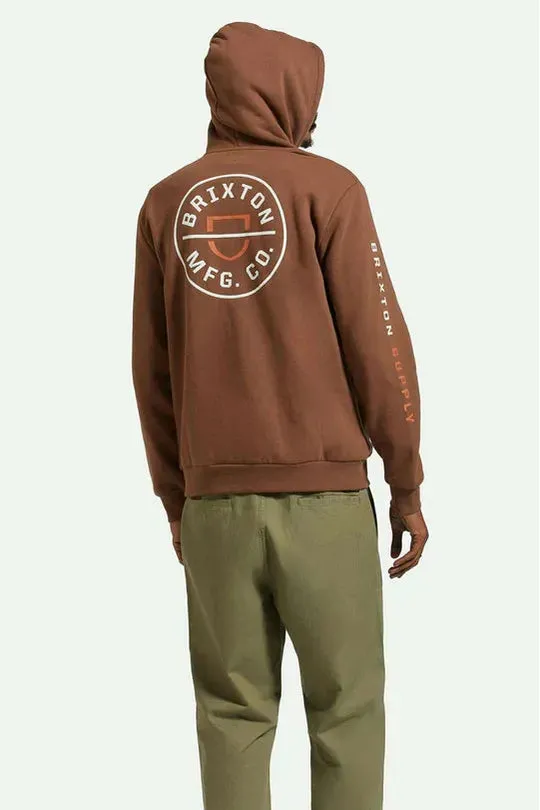 Brixton Crest Hood Pinecone Brown/Rust Orange/Whi