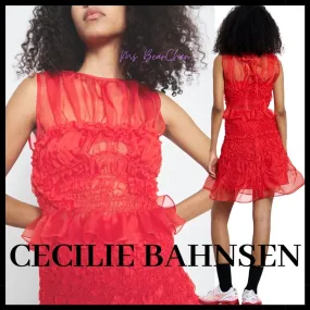 CECILIE BAHNSEN  |Casual Style Silk Sleeveless Plain Party Style Elegant Style