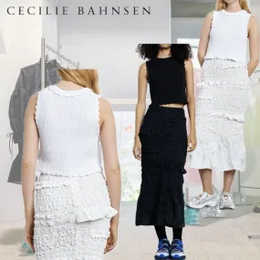 CECILIE BAHNSEN  |Casual Style Sleeveless Halter Neck Plain Cotton