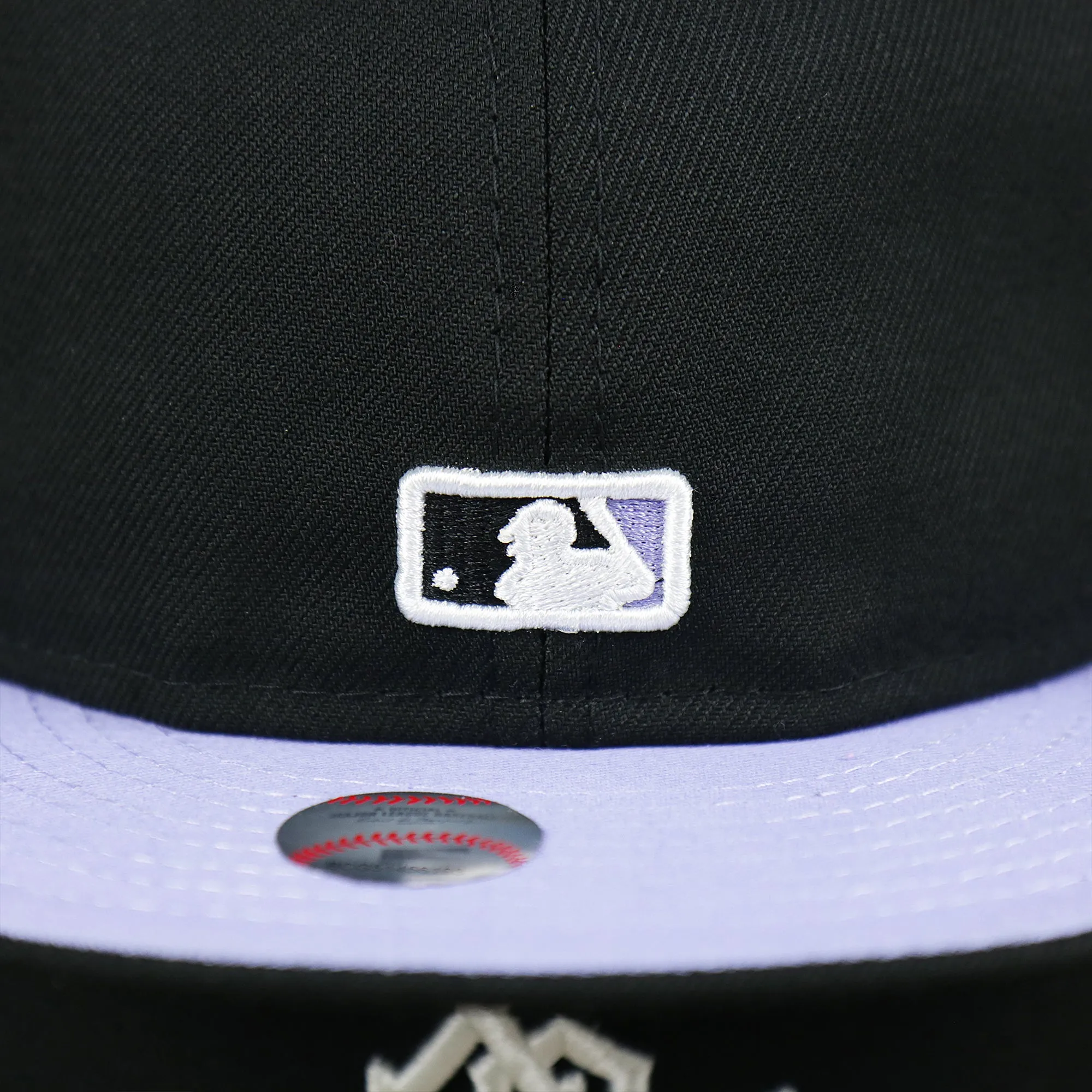 Chicago White Sox Pop Sweat Pastel World Series Side Patch Fitted Cap With Purple Undervisor | Black 59Fifty Cap