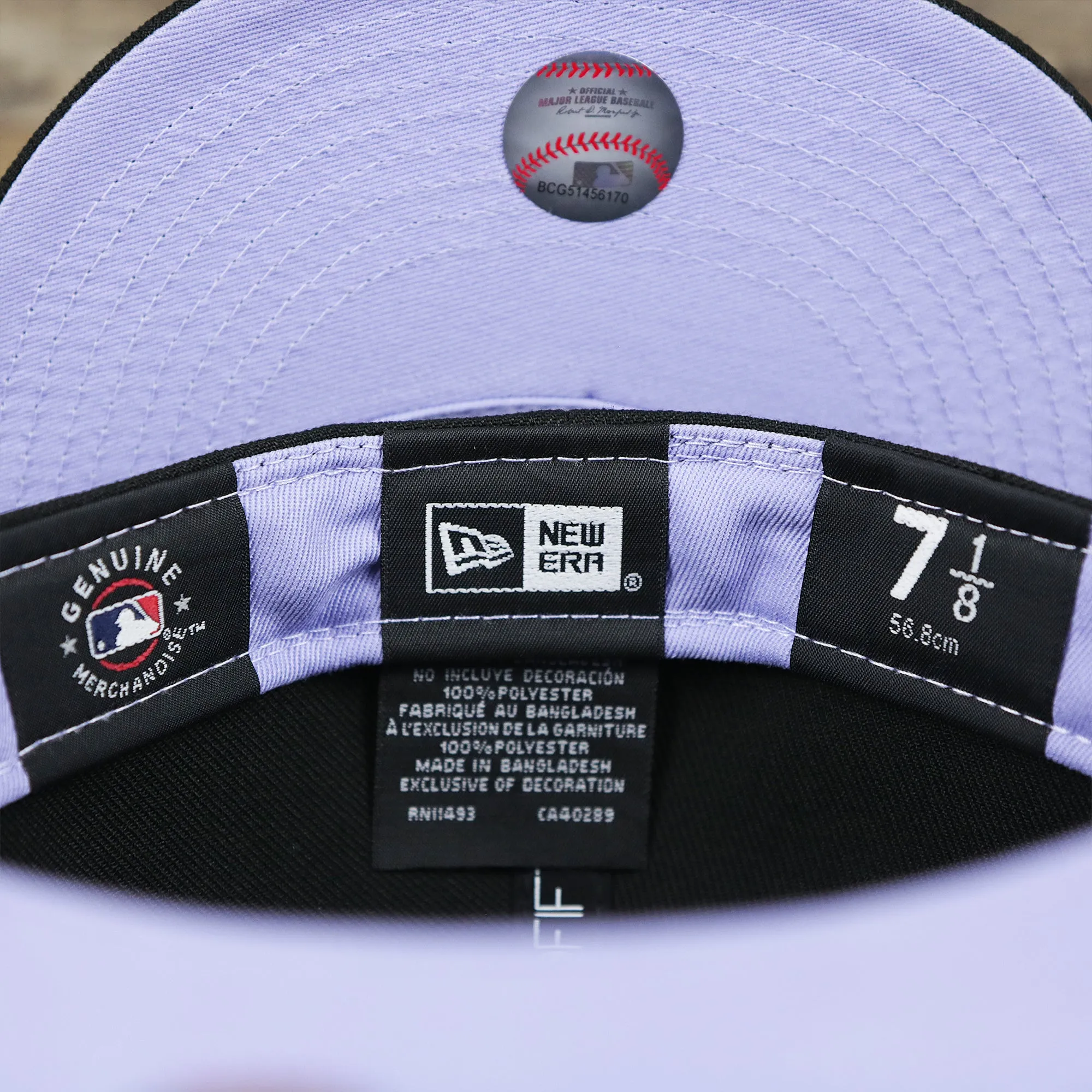 Chicago White Sox Pop Sweat Pastel World Series Side Patch Fitted Cap With Purple Undervisor | Black 59Fifty Cap