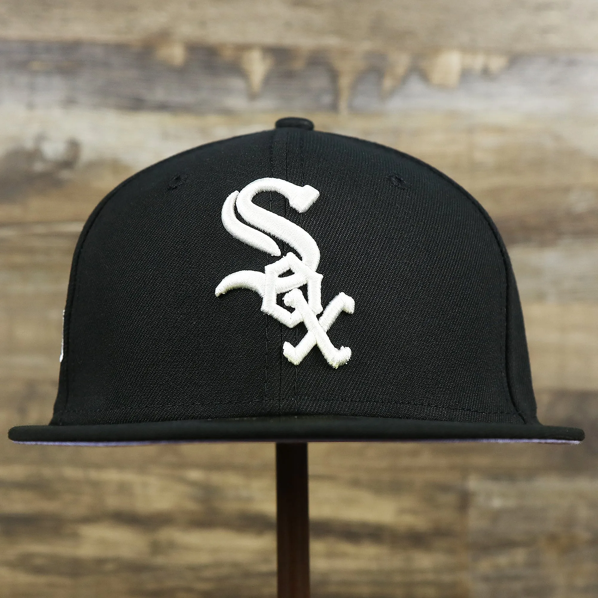 Chicago White Sox Pop Sweat Pastel World Series Side Patch Fitted Cap With Purple Undervisor | Black 59Fifty Cap