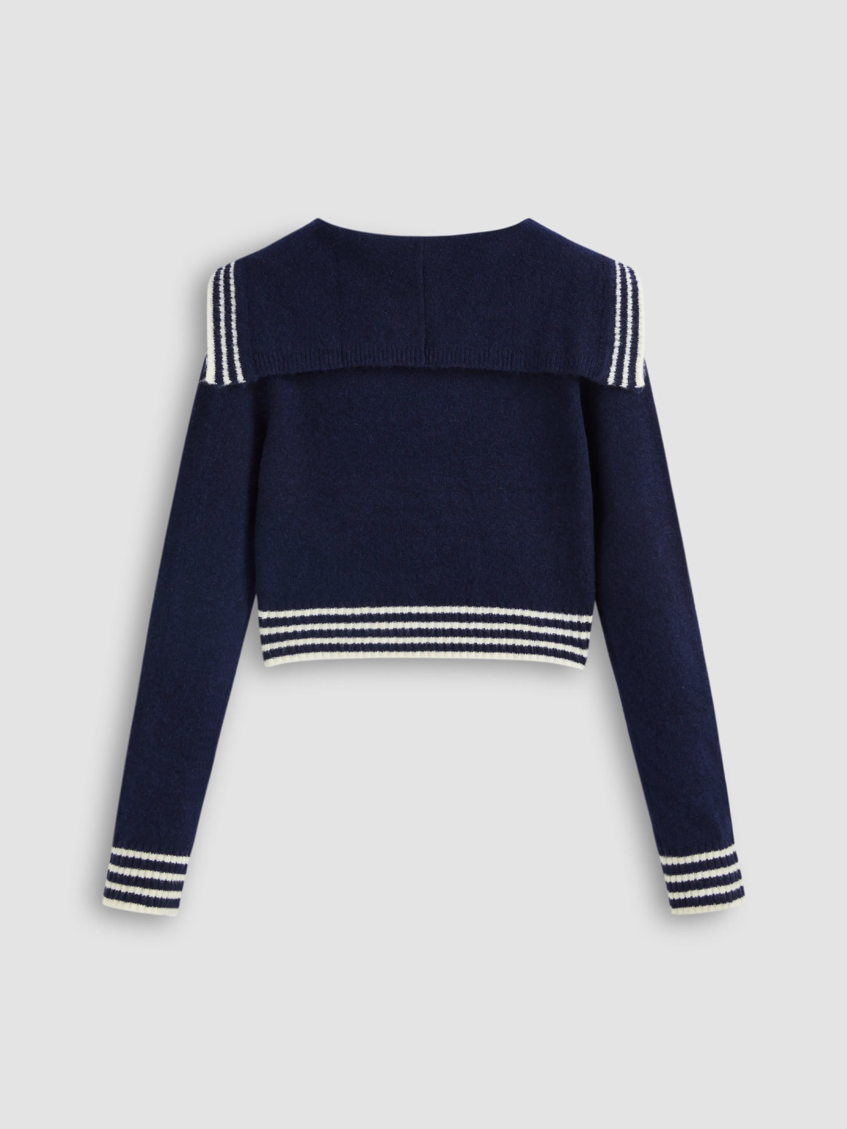 Cider  |Stripes Casual Style V-Neck Long Sleeves Cropped Tops