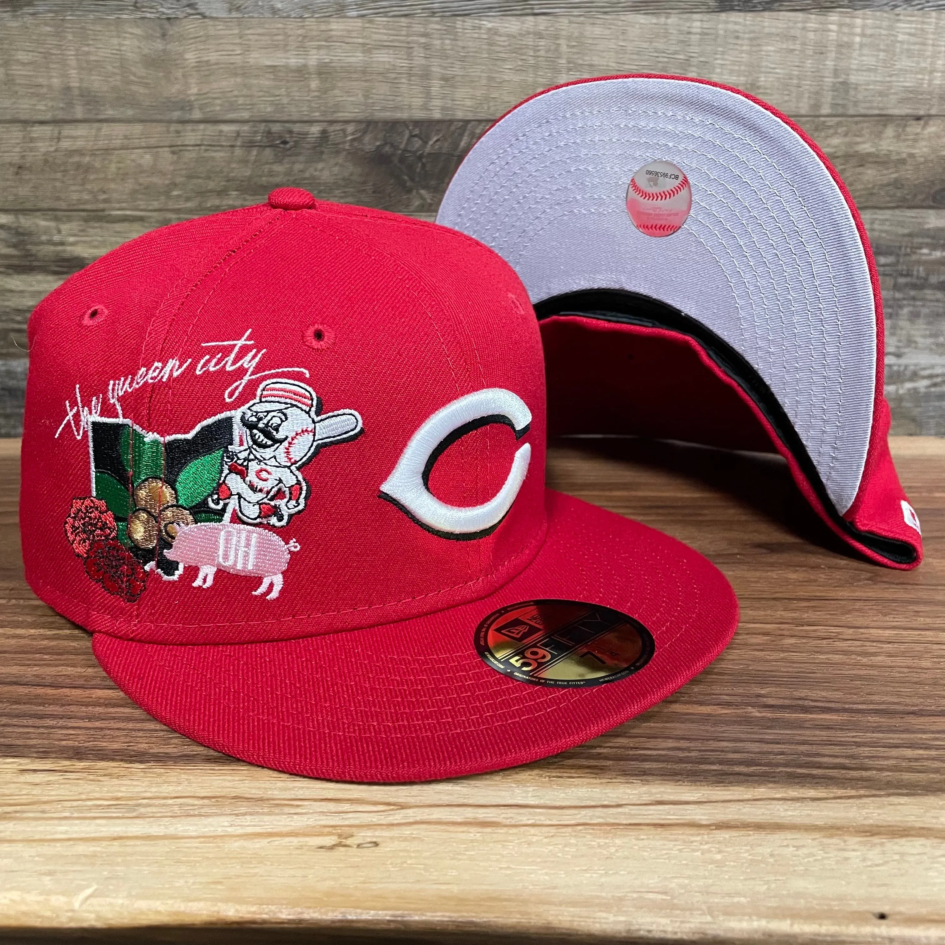 Cincinnati Reds City Cluster Side Patch Gray Bottom Red 59Fifty Fitted Cap