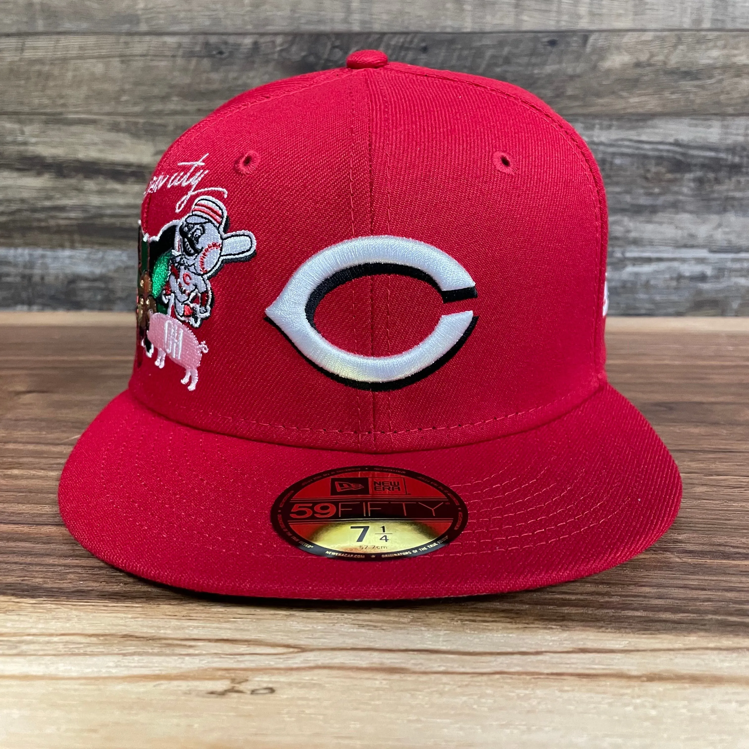 Cincinnati Reds City Cluster Side Patch Gray Bottom Red 59Fifty Fitted Cap