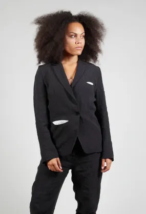 Contrasting Fabric Blazer in Black