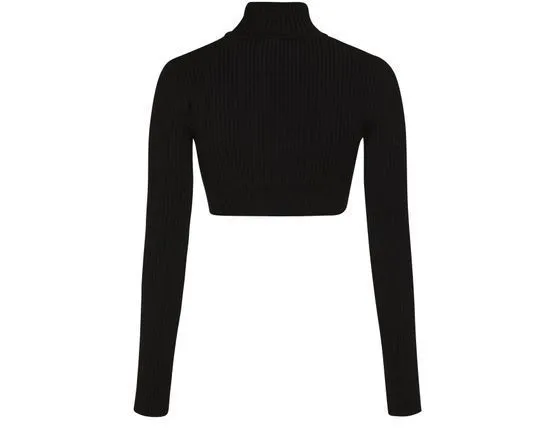 Courreges  |Casual Style Rib Long Sleeves Plain High-Neck Logo