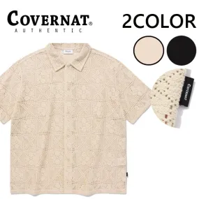 COVERNAT  |Crochet Open Collar Half Shirt KM64