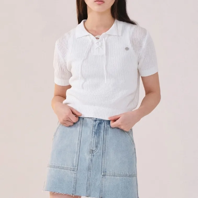 COVERNAT  |Street Style Plain Cotton Short Sleeves Logo Cropped Tops