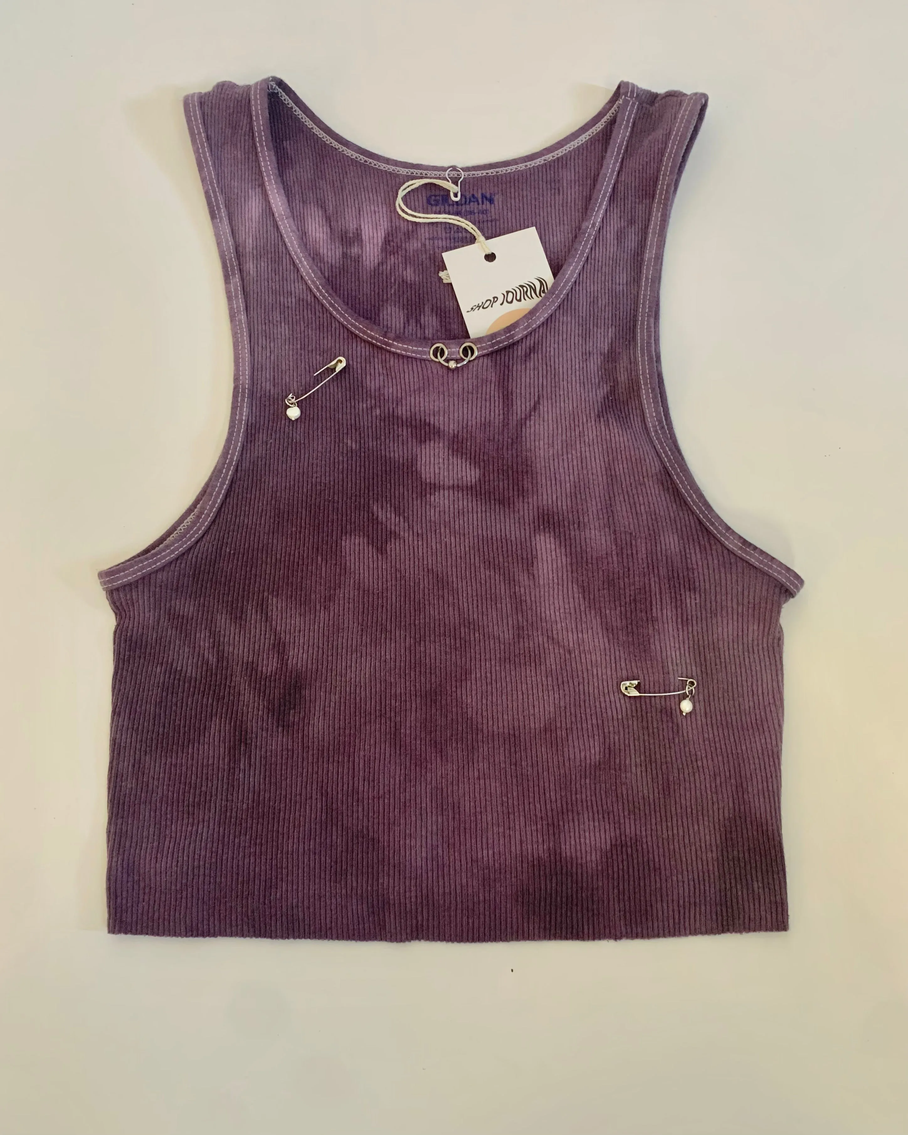 Custom pierced beaded safety pin tank