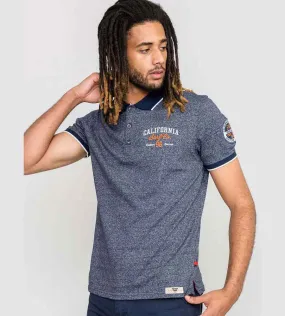 D555 Mens Navy Twist Polo Shirt With Badge and Embroidery (HATFIELD)