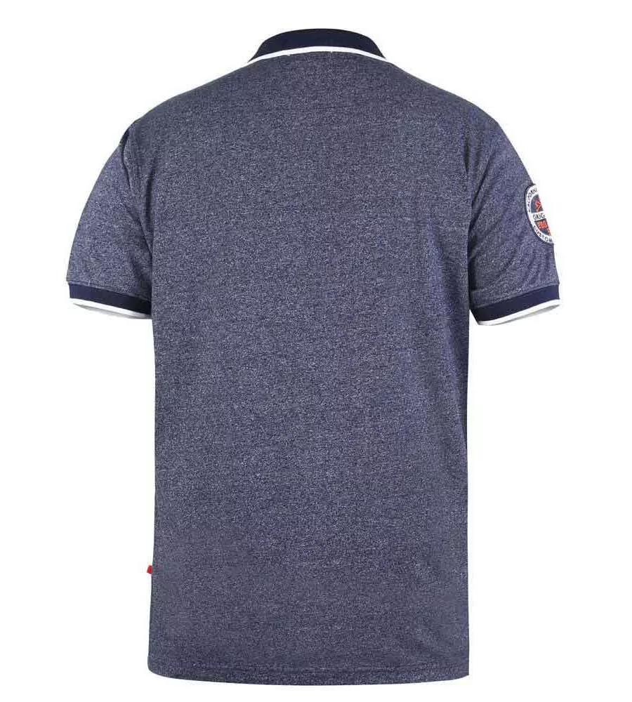 D555 Mens Navy Twist Polo Shirt With Badge and Embroidery (HATFIELD)