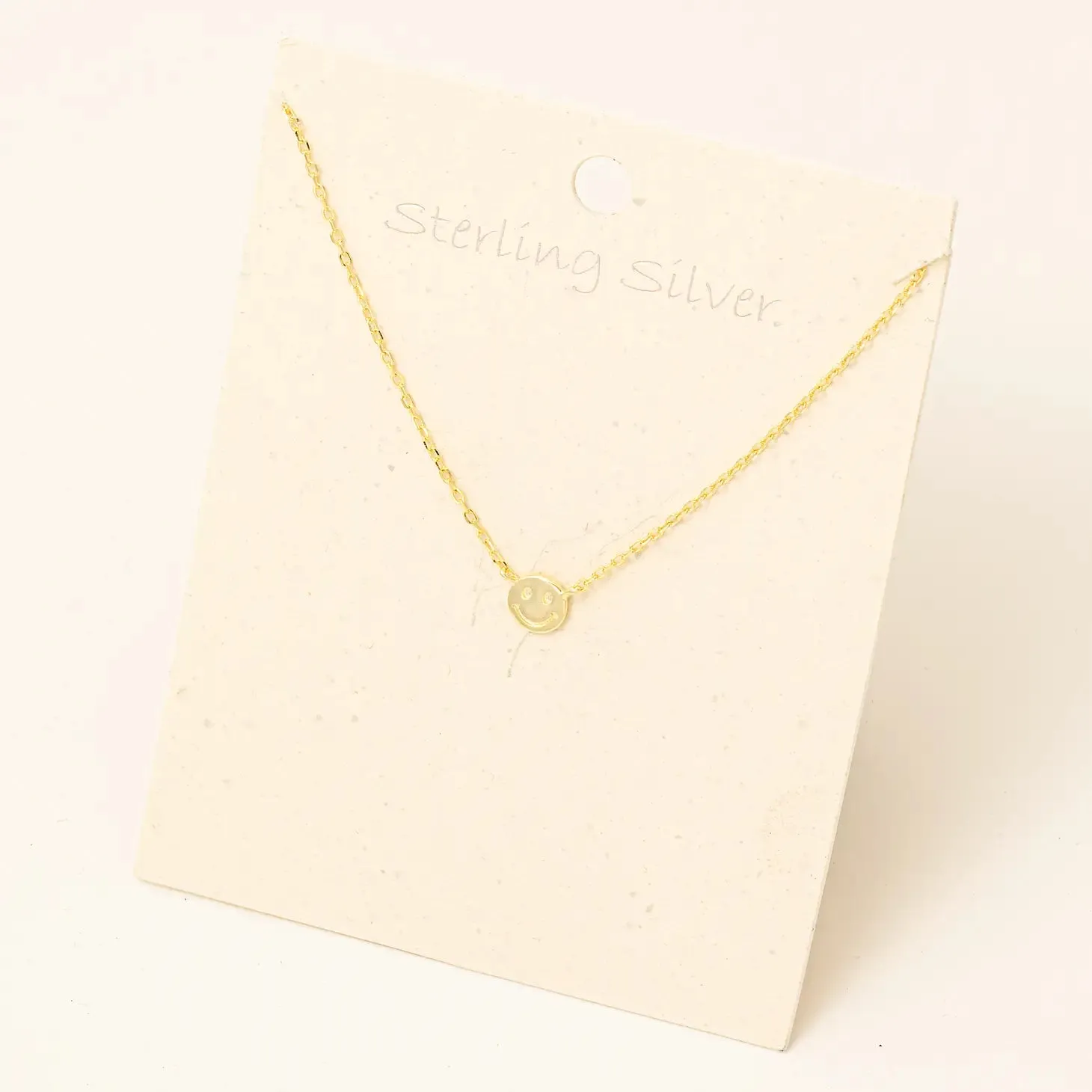 Dainty Smiley Face Coin Pendant Necklace