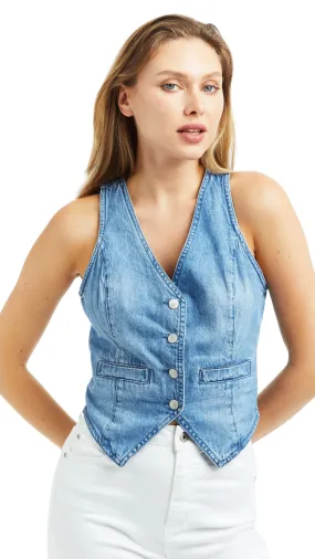 Denim Vest With Snap