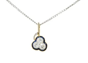 Edwardian Diamond Platinum-Topped 18 Karat Gold Clover Pendant Necklace