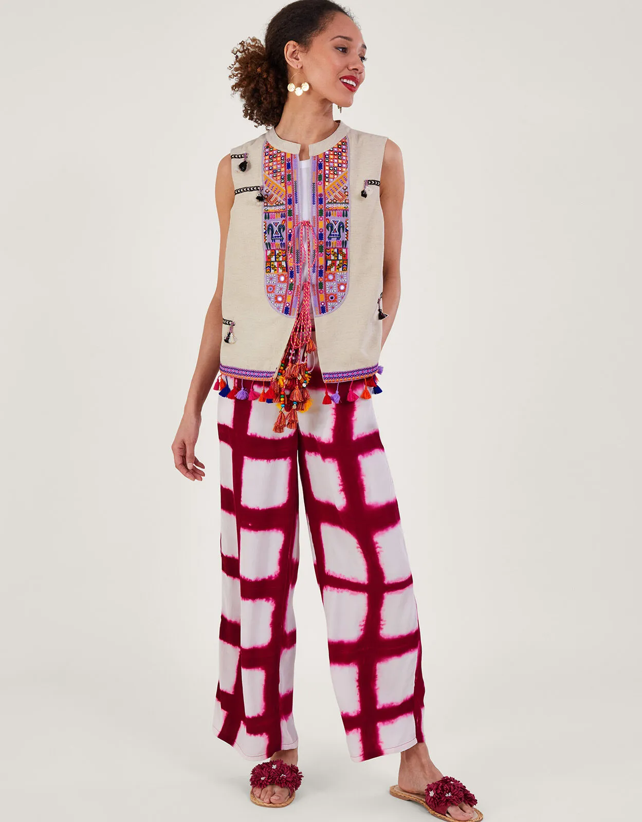 Embroidered Statement Tassel Waistcoat