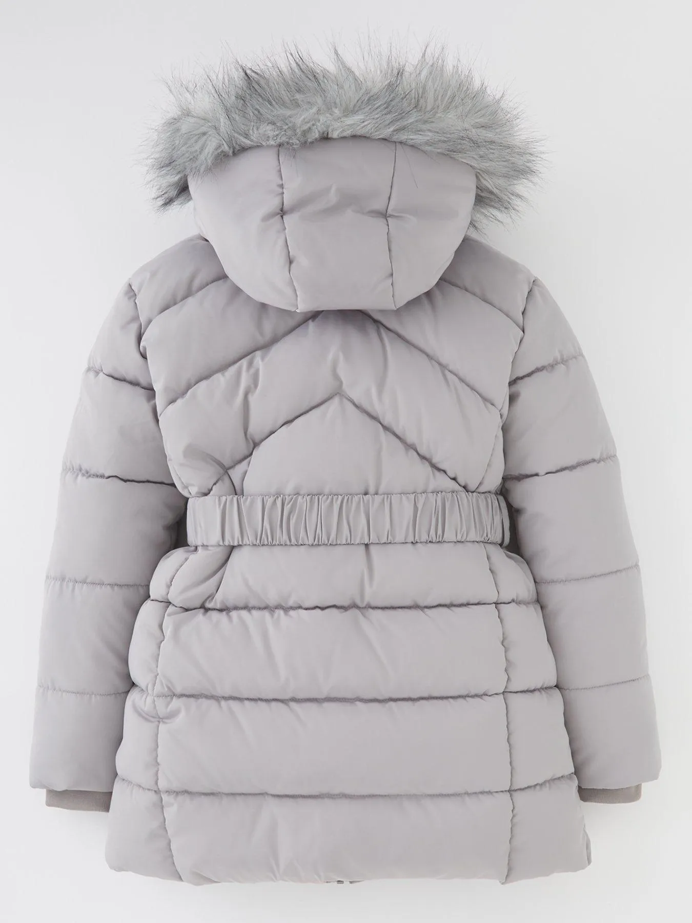 Everyday Girls Quilted Bts Longline Grey Coat