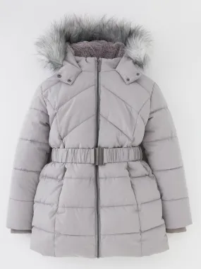 Everyday Girls Quilted Bts Longline Grey Coat