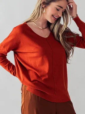 FALL ESSENTIAL TUNIC SWEATER-BRICK