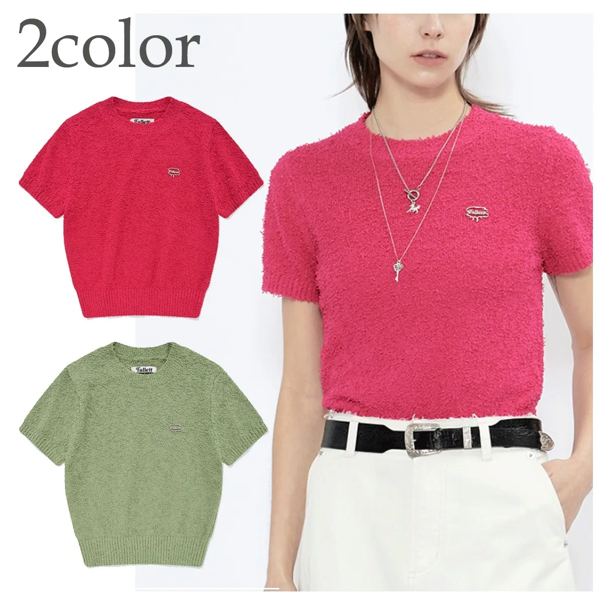 Fallett  |Street Style Plain Short Sleeves Logo Cropped Tops