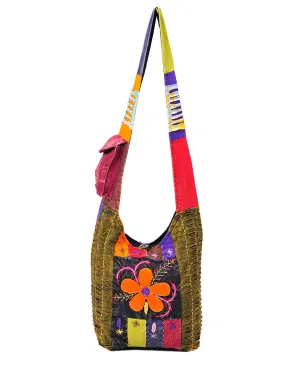 Flowers Embroidered Cross Body Hobo Bag